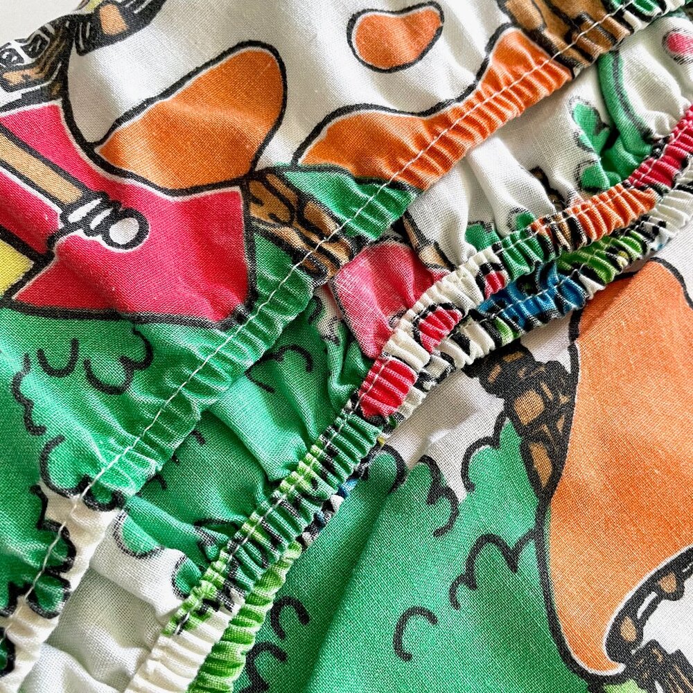 Vintage 1980s Smurf Sheet Set w Fitted Bottom + Flat Top + Pillowcase Peyo Retro - Picture 5 of 14